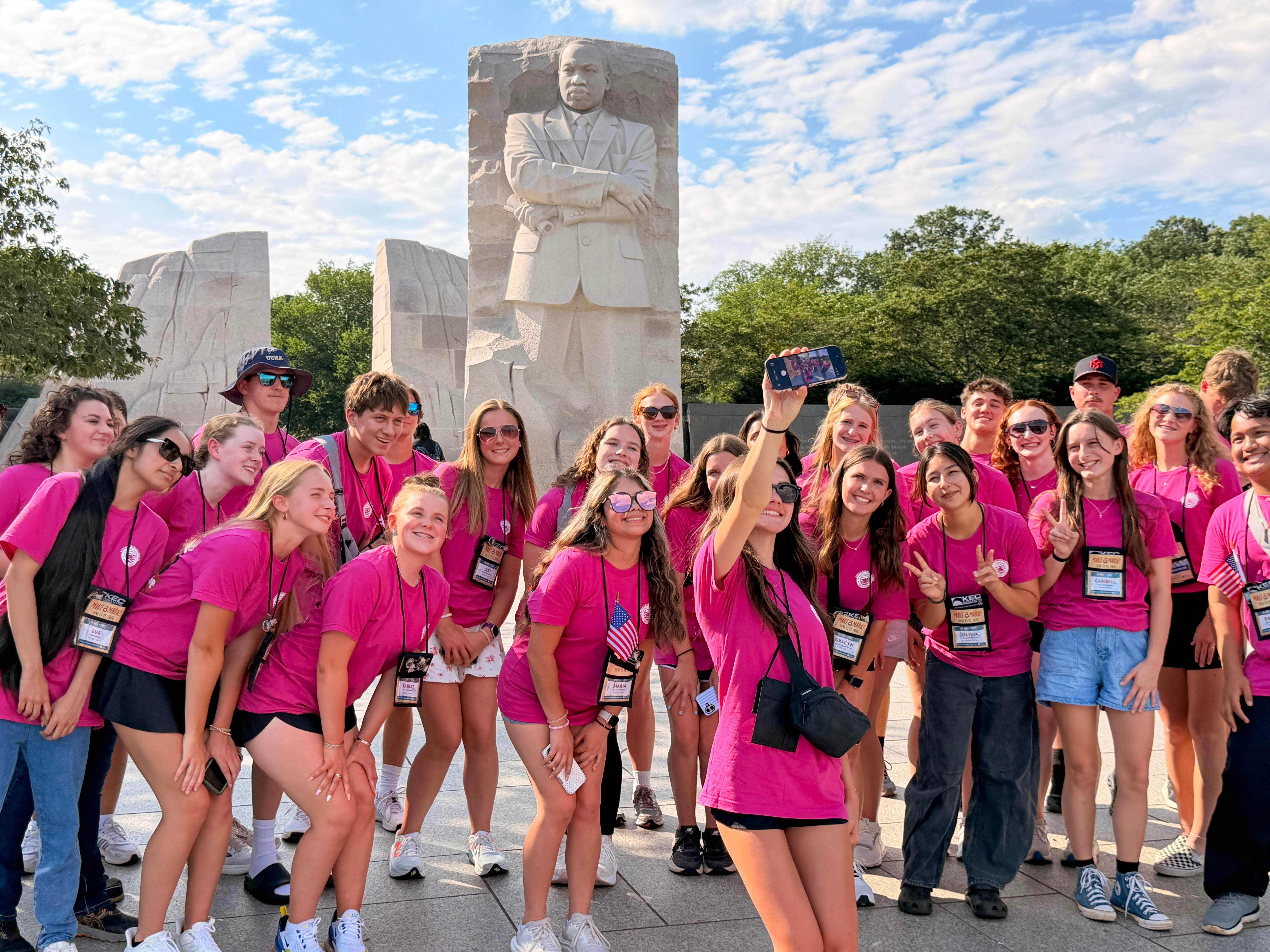 Students at the MLK memorial