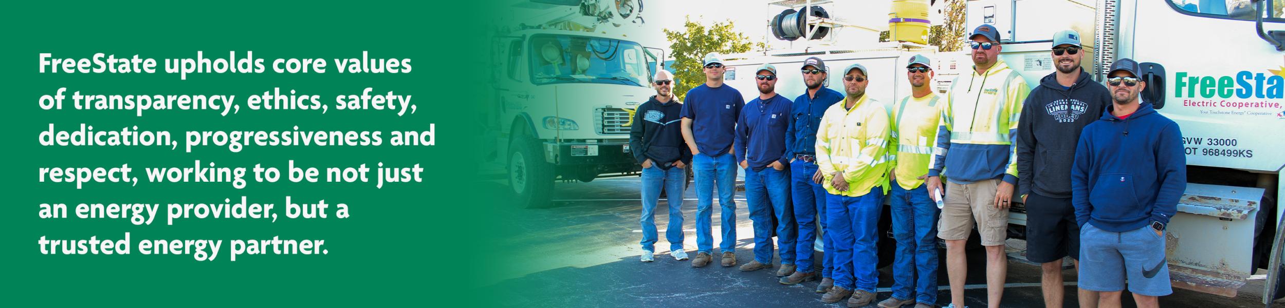 Nine lineworkers headed to provide mutual aid.
