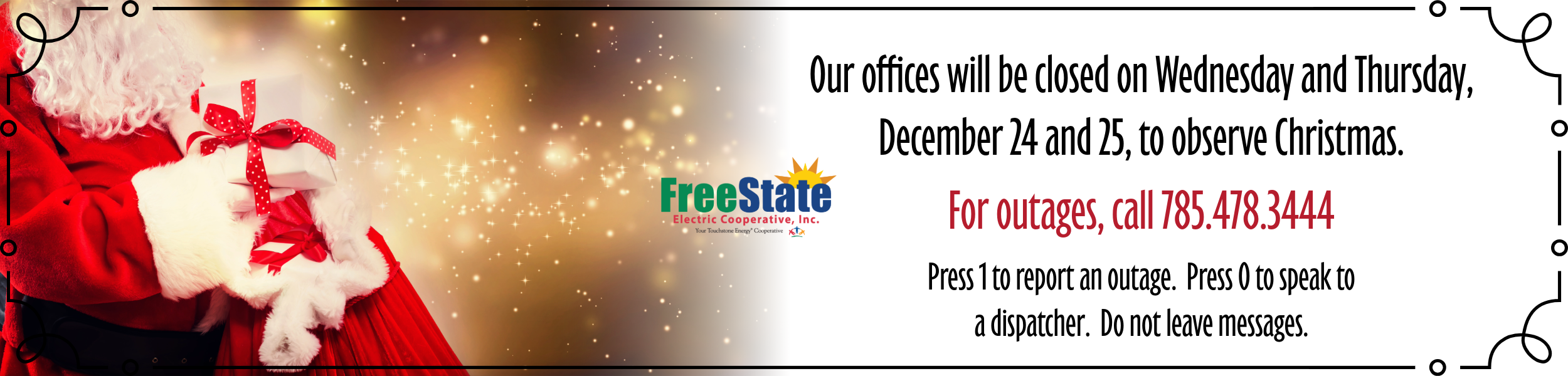 Santa says closed for Xmas