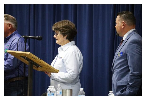 woman giving speech