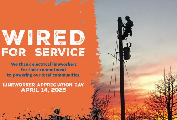 Lineworker at sunset